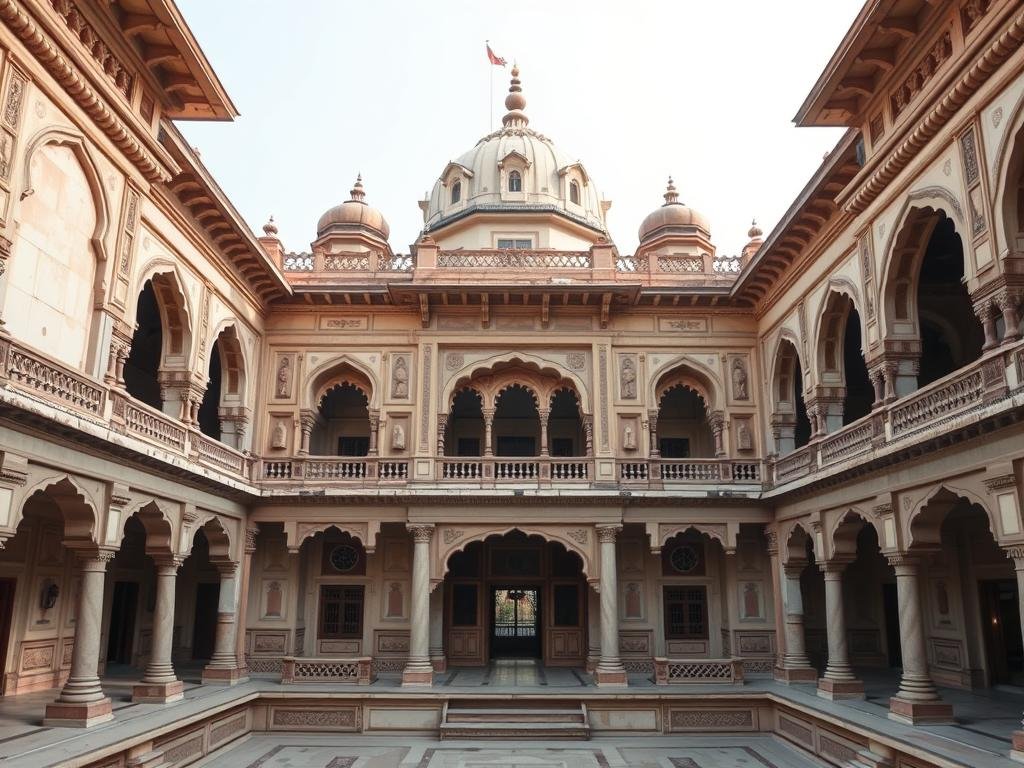 Historical influences in Indian architecture showing Mughal, colonial and indigenous elements Historical influences in Indian architecture showing Mughal, colonial and indigenous elements